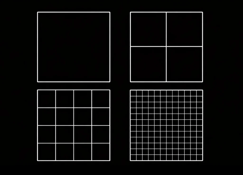 Ejemplo de fractalidad con cuadrados