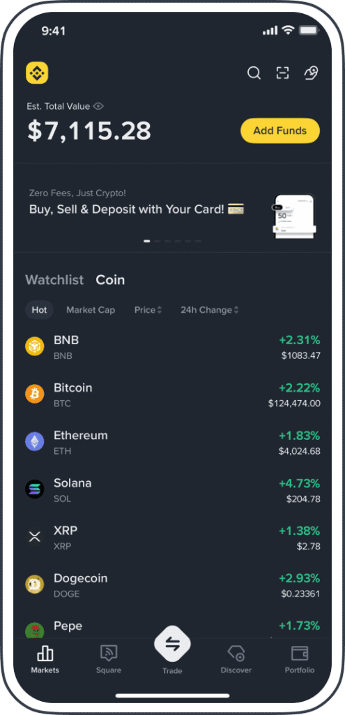 Binance exchange movil app